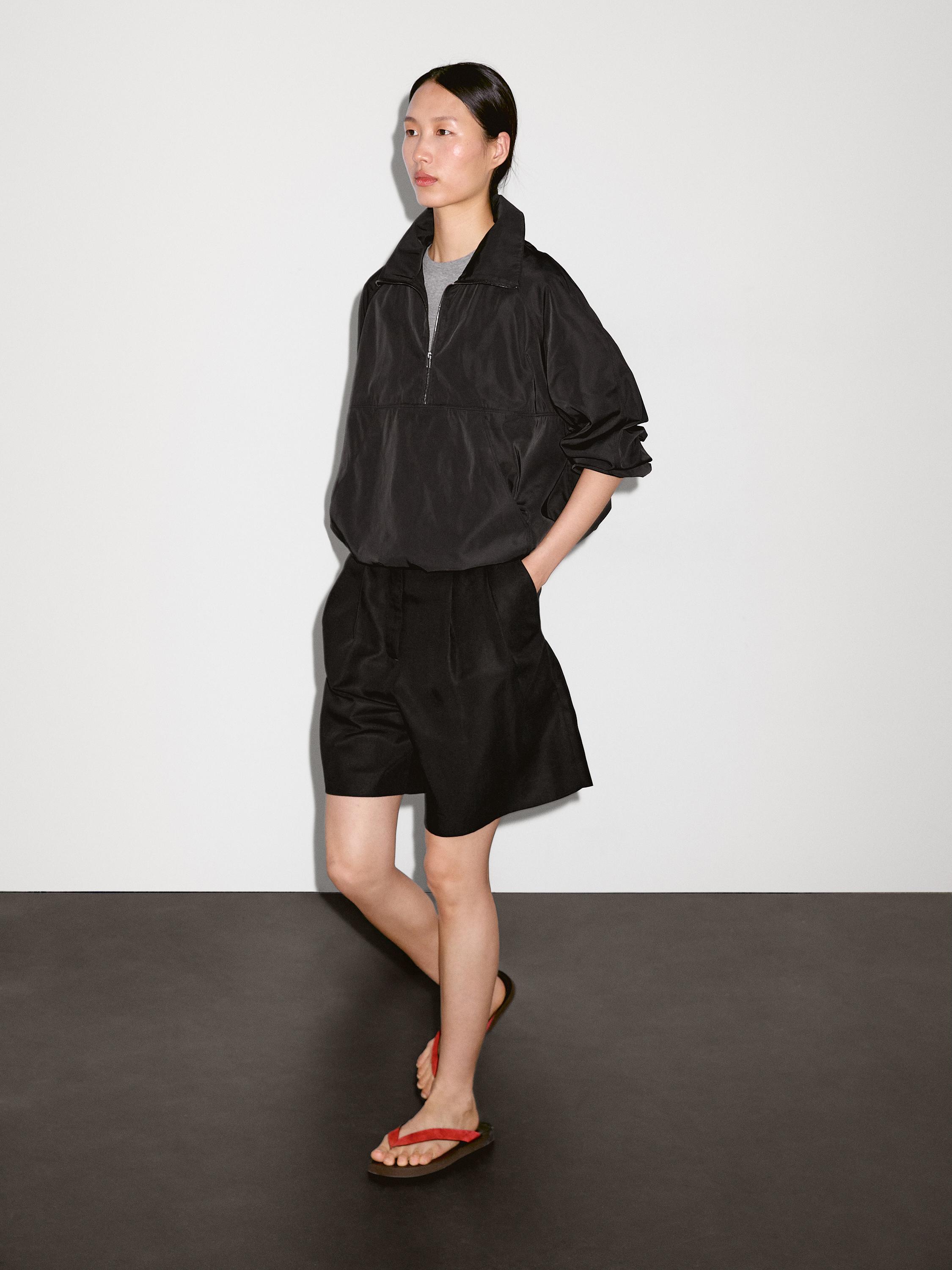 Technical fabric sweatshirt with zip detail